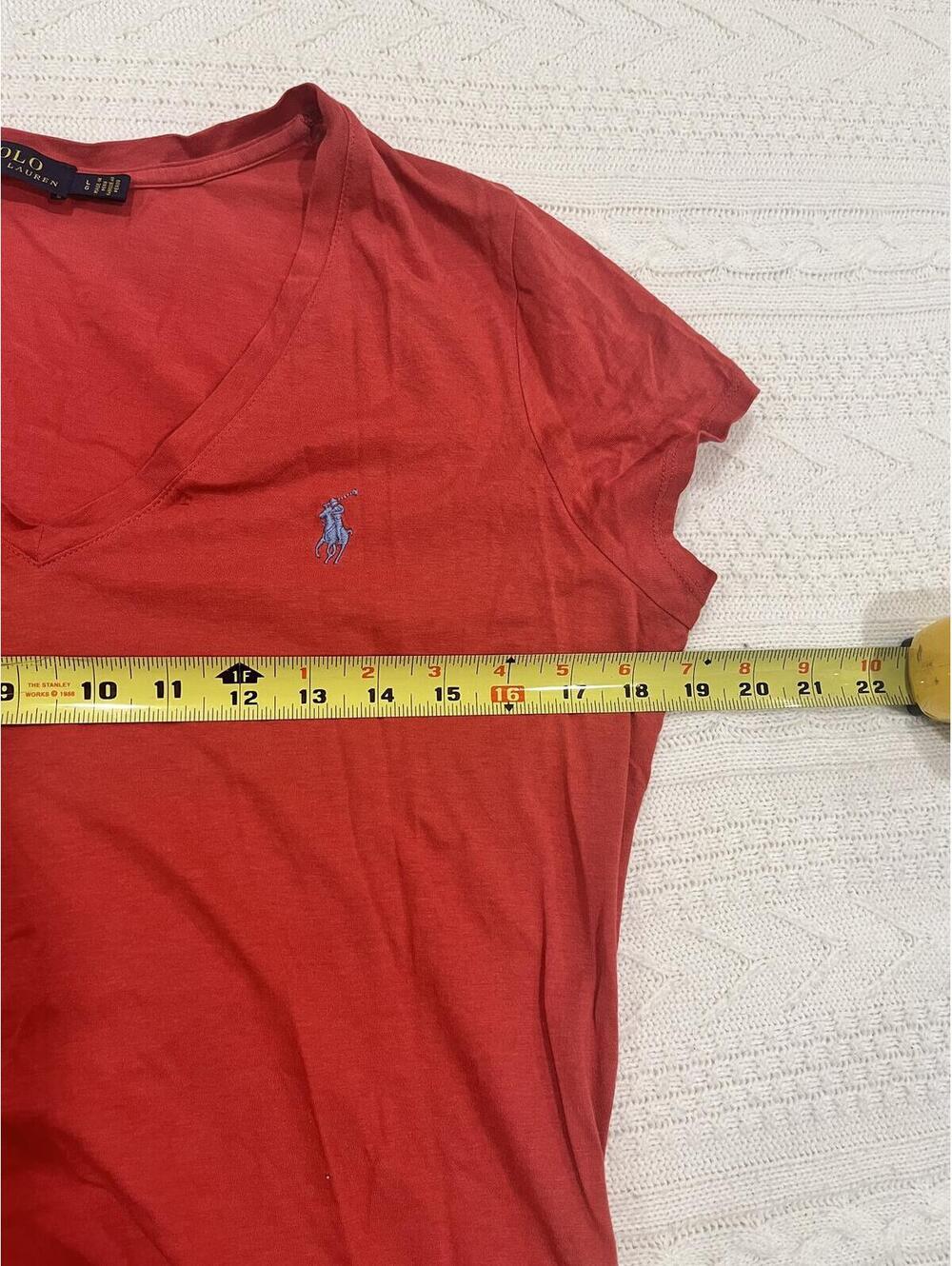 Polo Ralph Lauren Red V-Neck T-Shirt - Size Large - Picture 6 of 6